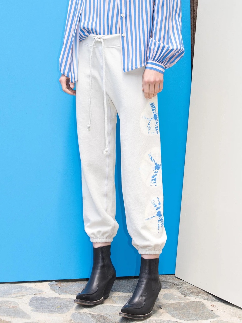 Raquel Allegra topanga sweatpant tie dye Saturn white 1 boho USA